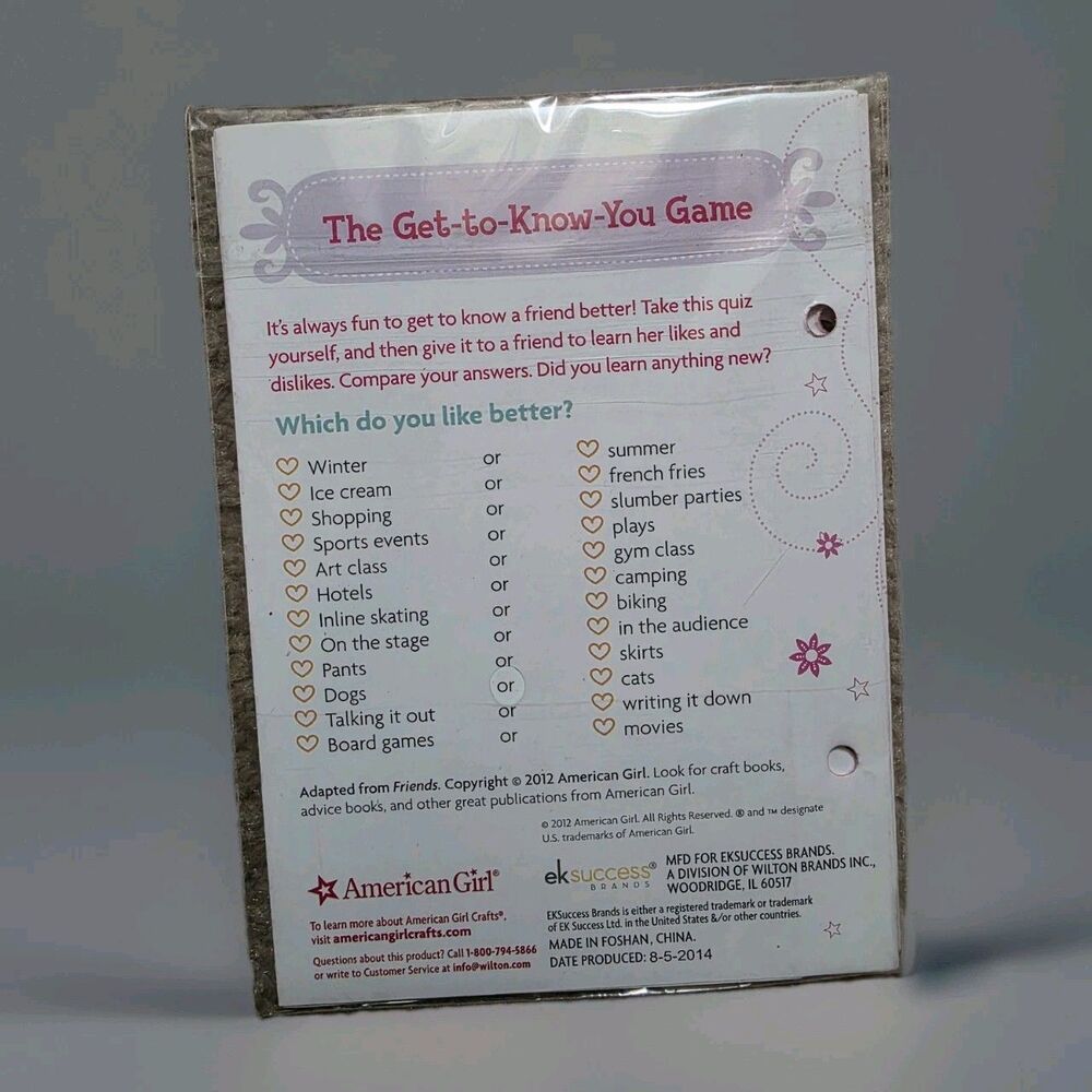 American Girl Doll Accessory The Get To Know You Game Replacement Booklet New